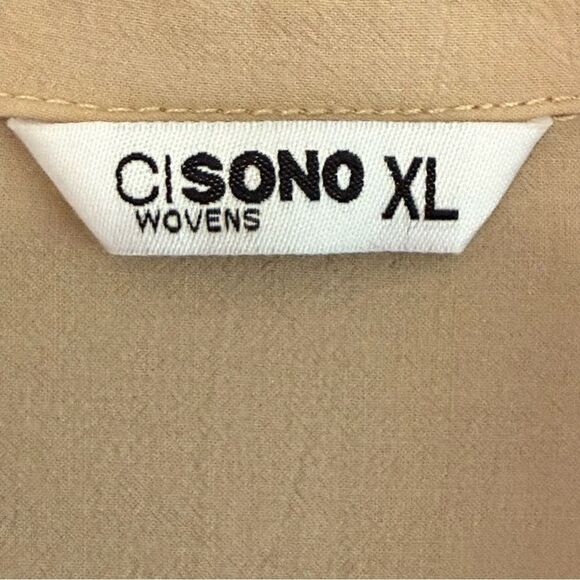 Ci Sono Wovens Button-Up Shirt XL Lightweight Cotton Roll-Tab Sleeve Neutral - Picture 5 of 6